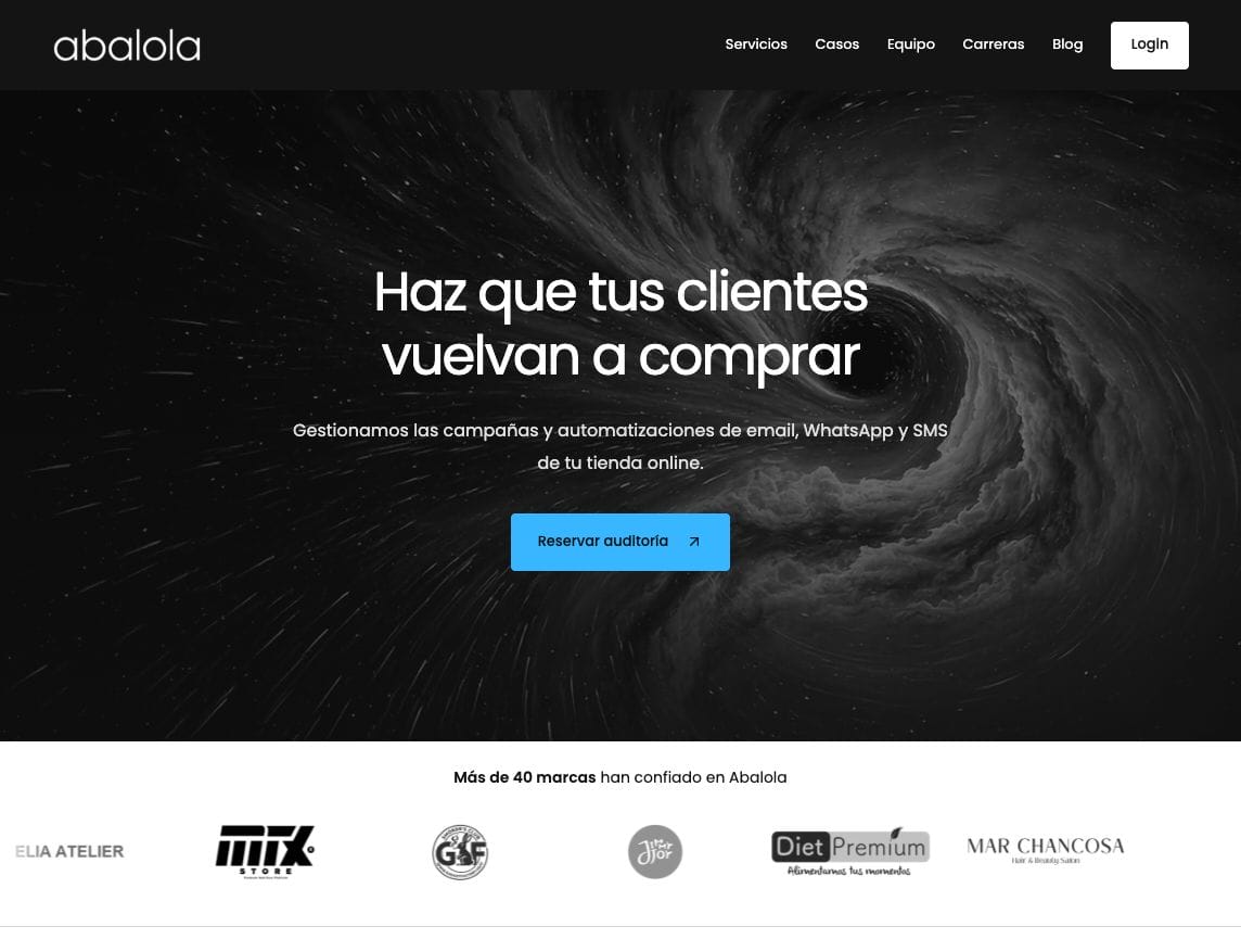 Página de inicio de Abalola, agencia de email marketing