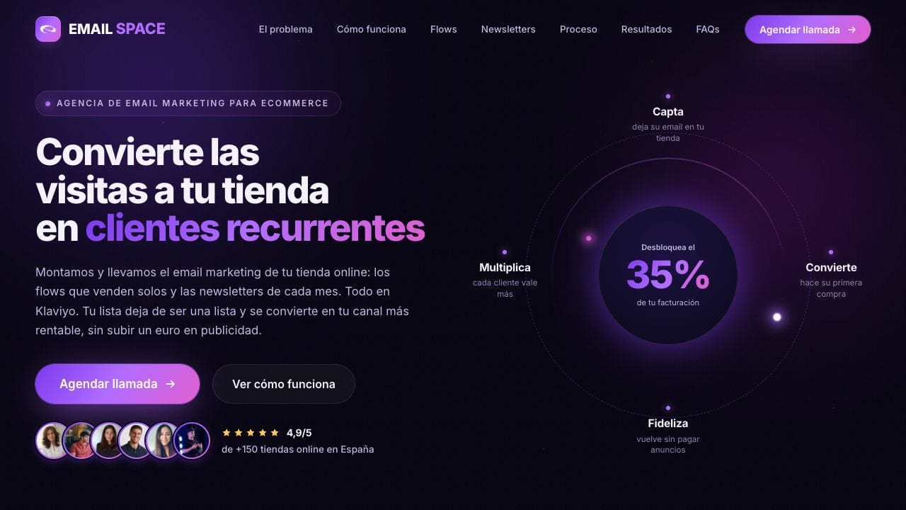 Página de inicio de Email Space, agencia de email marketing