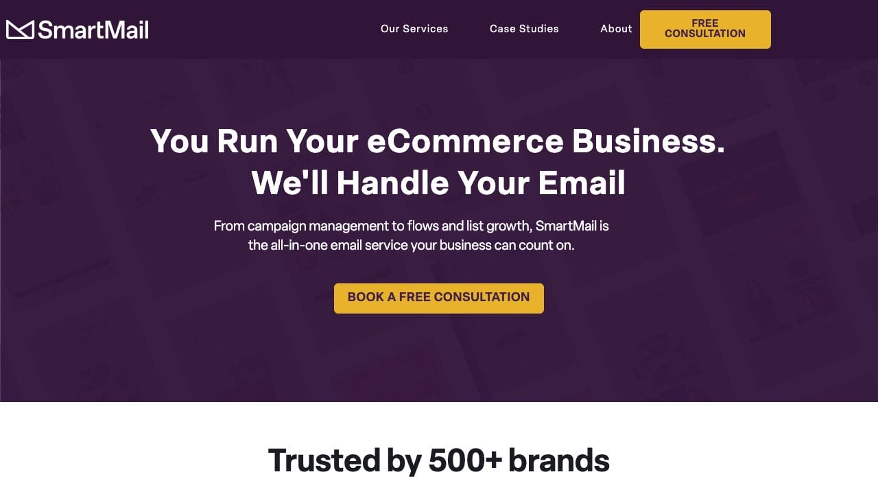 Página de inicio de SmartMail, agencia de email marketing
